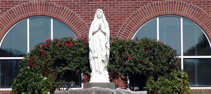 Mother Mary in front of Saint Andrews Catholic Church Harrodsburg, Kentucky